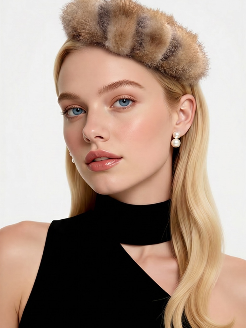 Styled by Coralie Vintage Real Mink Fur Swirl Pillbox‎ Hat Tan Brown Women
